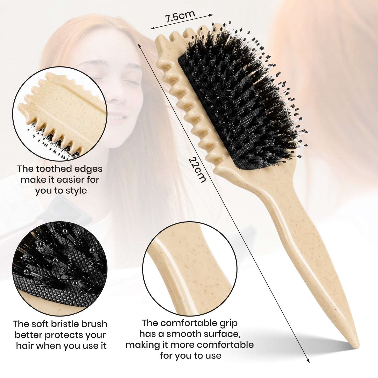 White Curl Defining Brush, Curly Hair Brush Curl Brush for Curly Hair, Curl with Prongs Define Styling Brush, Shaping and Defining Curls For Women Men Less Pulling and Curl Separati