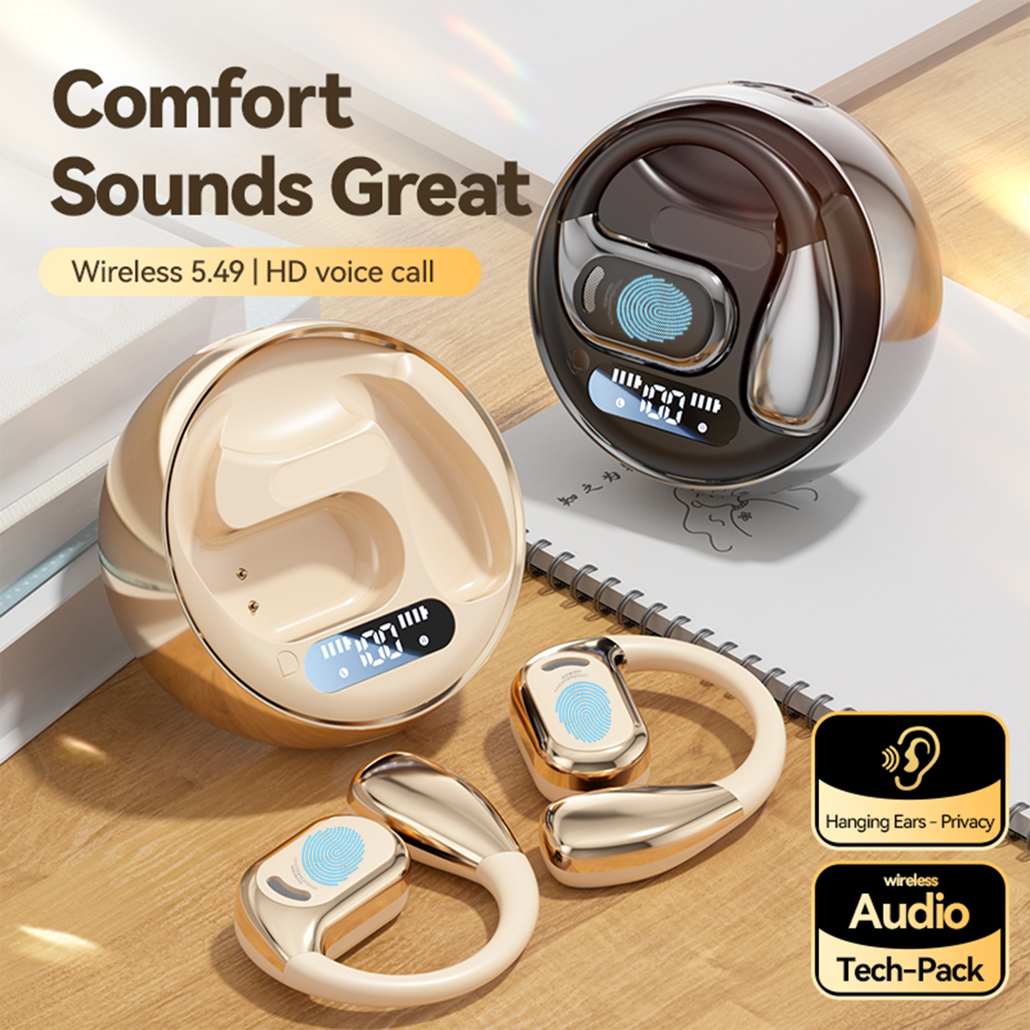 Real Time Language Translation Earbuds, Open Ear AI Translation Earbuds Translation Pods Translator Earbuds for Android iOS, 144 Languages Translator Earbuds for iOS & Android