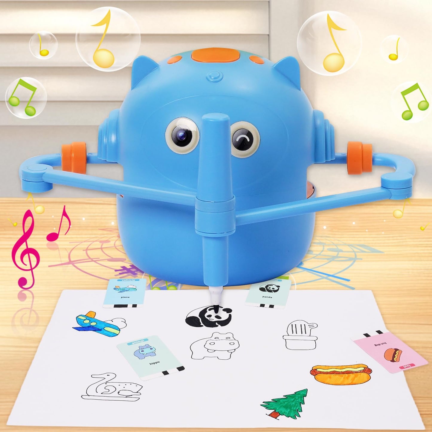 NILUTO Drawing Robot for Kids with 100 Cards 12 Watercolor Pens and 2 Pens, Voice Interactive Educational Drawing Machine, Montessori Painting Learning Toys for 3 4 5 6 7 8 Year Old Boys Girls Birthday Party