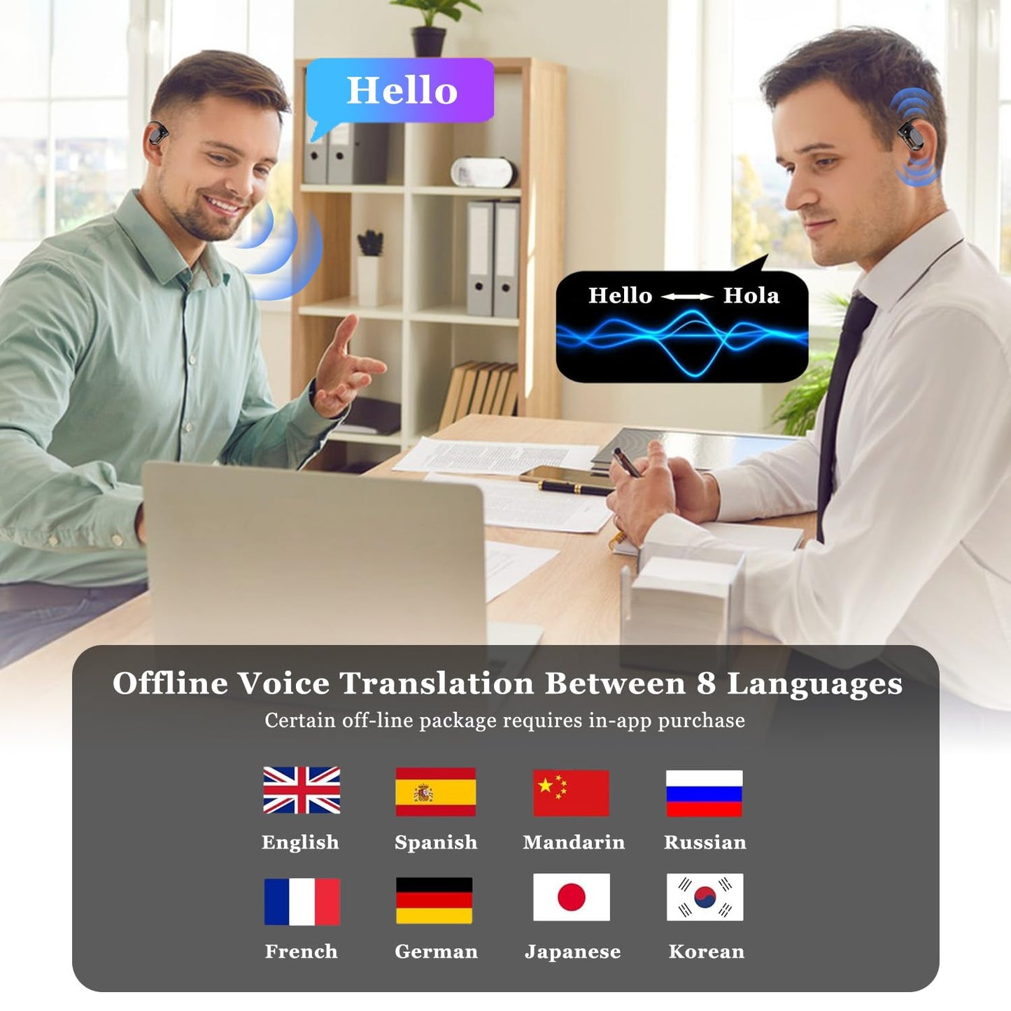 Real Time Language Translator Earbuds Open Ear AI Translation Earbuds Translation Pods Translator Earbuds for Android iOS, 144 Languages Translator Pods for iOS & Android