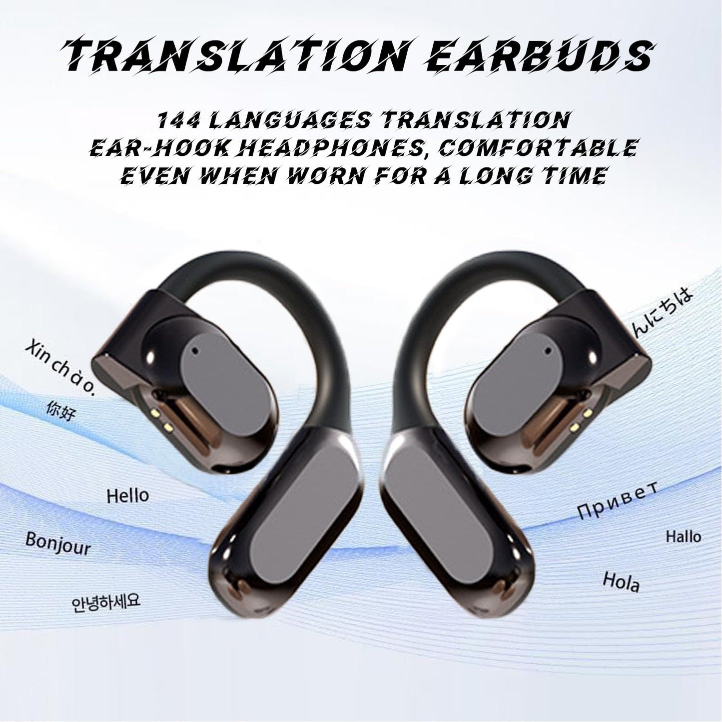 Real Time Language Translator Earbuds Open Ear AI Translation Earbuds Translation Pods Translator Earbuds for Android iOS, 144 Languages Translator Pods for iOS & Android