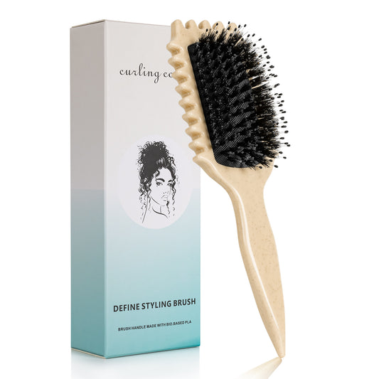 White Curl Defining Brush, Curly Hair Brush Curl Brush for Curly Hair, Curl with Prongs Define Styling Brush, Shaping and Defining Curls For Women Men Less Pulling and Curl Separati