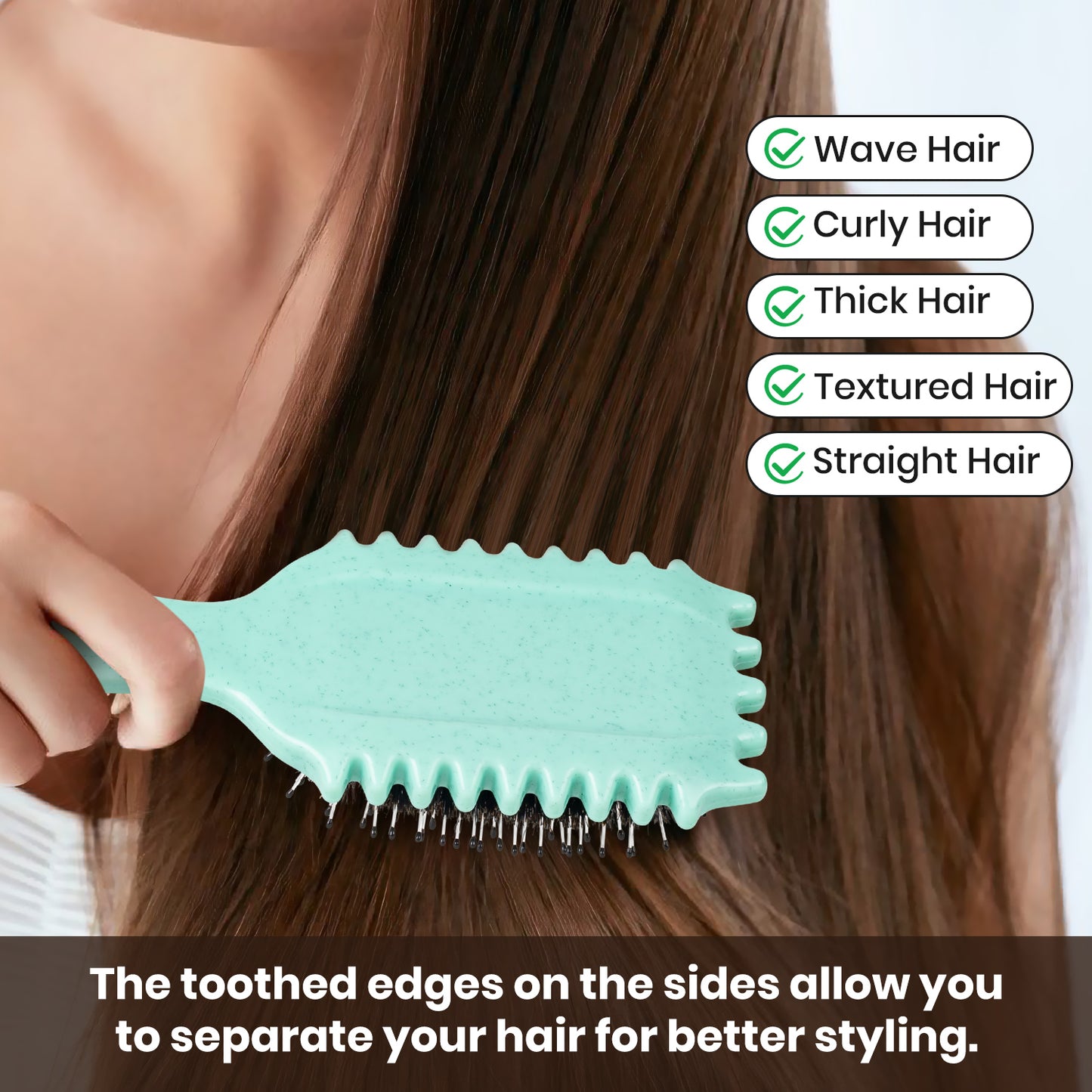 Green Curl Defining Brush, Curly Hair Brush Curl Brush for Curly Hair, Curl with Prongs Define Styling Brush