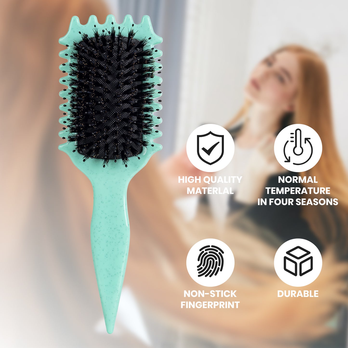 Green Curl Defining Brush, Curly Hair Brush Curl Brush for Curly Hair, Curl with Prongs Define Styling Brush