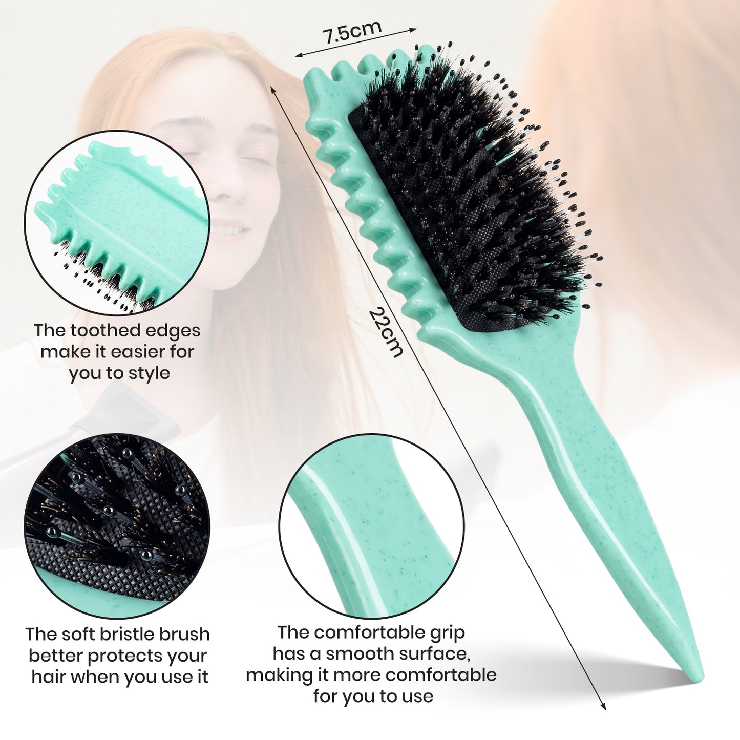 Green Curl Defining Brush, Curly Hair Brush Curl Brush for Curly Hair, Curl with Prongs Define Styling Brush