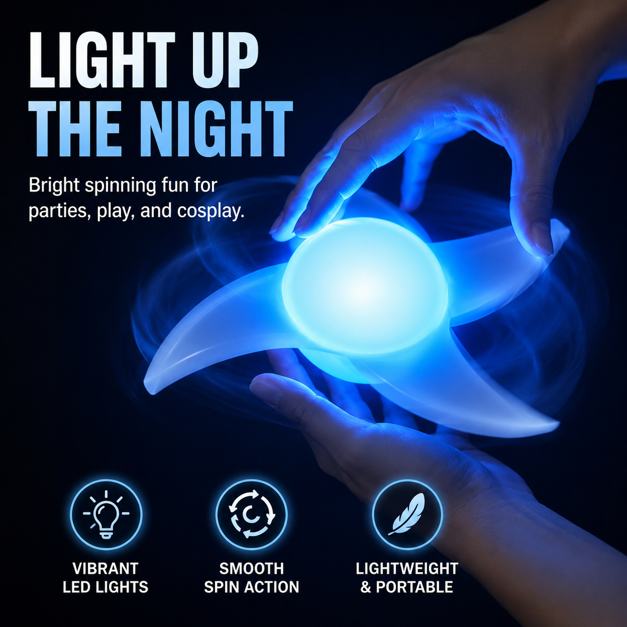 NILUTO Windstyle Rasenshuriken Fan Rasen Shuriken Rasengan Fidget Light Up Rotating Disc – Sensory Spinning Toy with 3 LED Light Modes, Cool Sci-Fi Design, Stress & Anxiety Relief Gift for Teens 14+