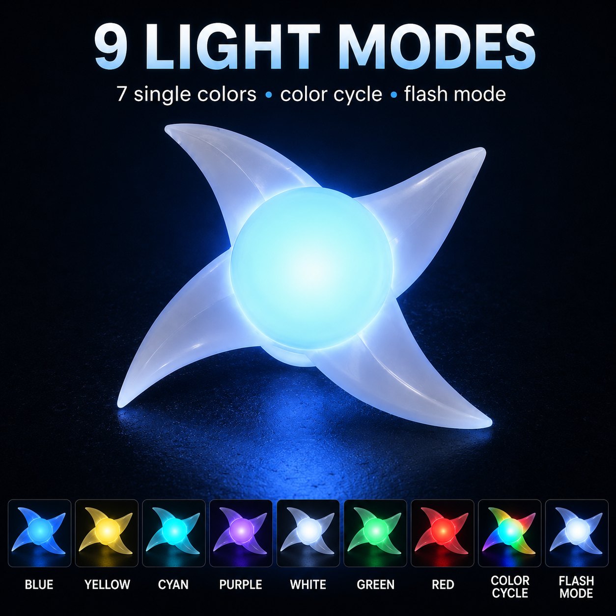 NILUTO Windstyle Rasenshuriken Fan Rasen Shuriken Rasengan Fidget Light Up Rotating Disc – Sensory Spinning Toy with 3 LED Light Modes, Cool Sci-Fi Design, Stress & Anxiety Relief Gift for Teens 14+