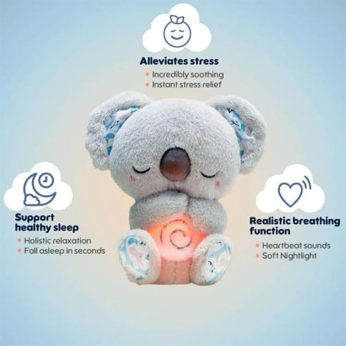 LIVREO Evoraco Soothing Koala, Bear Arrily Calming Otter Breathing Koala Sleep Buddy, Calming Otter Plush for Anxiety with Music Lights & Rhythmic Breathing Motion