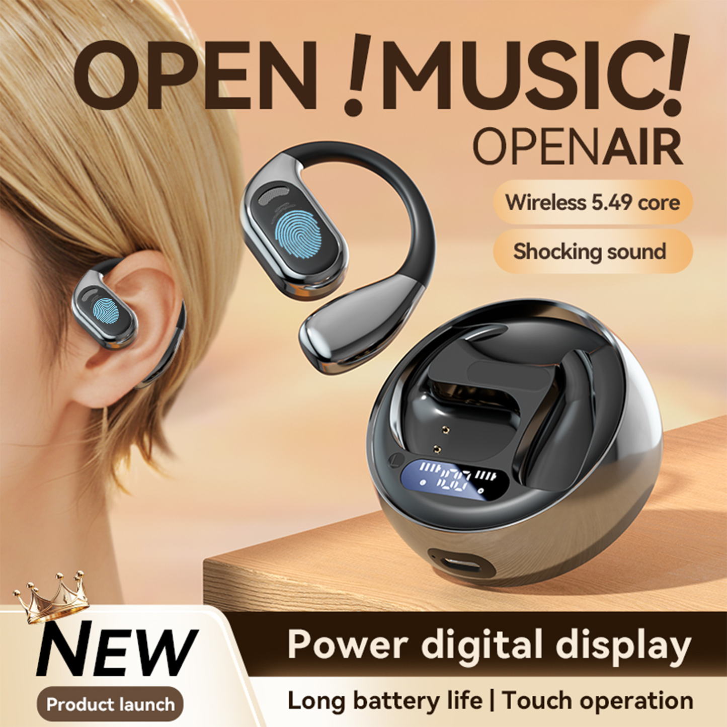 Real Time Language Translation Earbuds, Open Ear AI Translation Earbuds Translation Pods Translator Earbuds for Android iOS, 144 Languages Translator Earbuds for iOS & Android