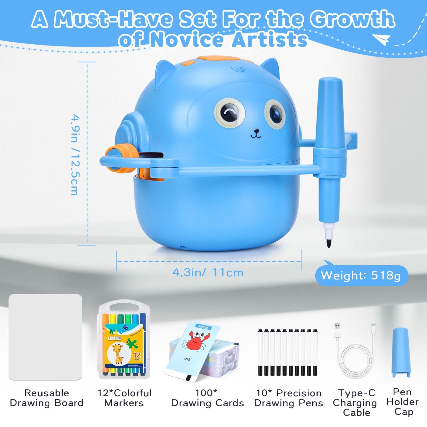 NILUTO Smart Drawing Robot for Kids with 100 Cards – Voice-Activated Educational Art & Creativity Toy, Montessori Learning Machine for Boys & Girls Ages 3-9 for Toddlers & Children