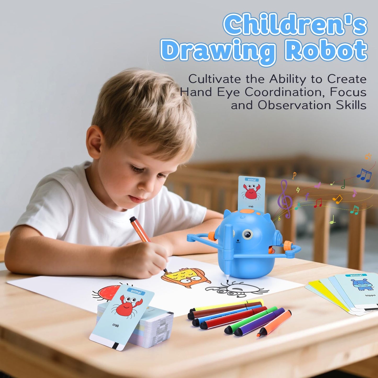 NILUTO Smart Drawing Robot for Kids with 100 Cards – Voice-Activated Educational Art & Creativity Toy, Montessori Learning Machine for Boys & Girls Ages 3-9 for Toddlers & Children