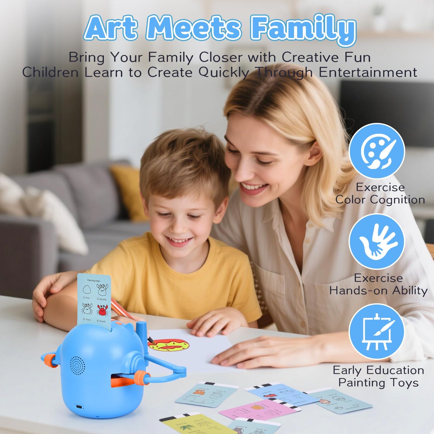 NILUTO Smart Drawing Robot for Kids with 100 Cards – Voice-Activated Educational Art & Creativity Toy, Montessori Learning Machine for Boys & Girls Ages 3-9 for Toddlers & Children