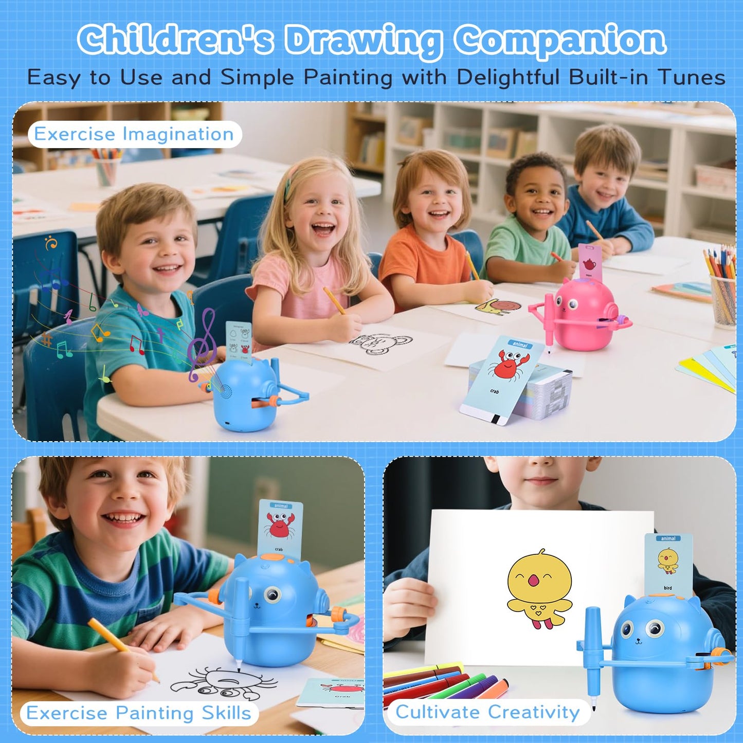 NILUTO Smart Drawing Robot for Kids with 100 Cards – Voice-Activated Educational Art & Creativity Toy, Montessori Learning Machine for Boys & Girls Ages 3-9 for Toddlers & Children