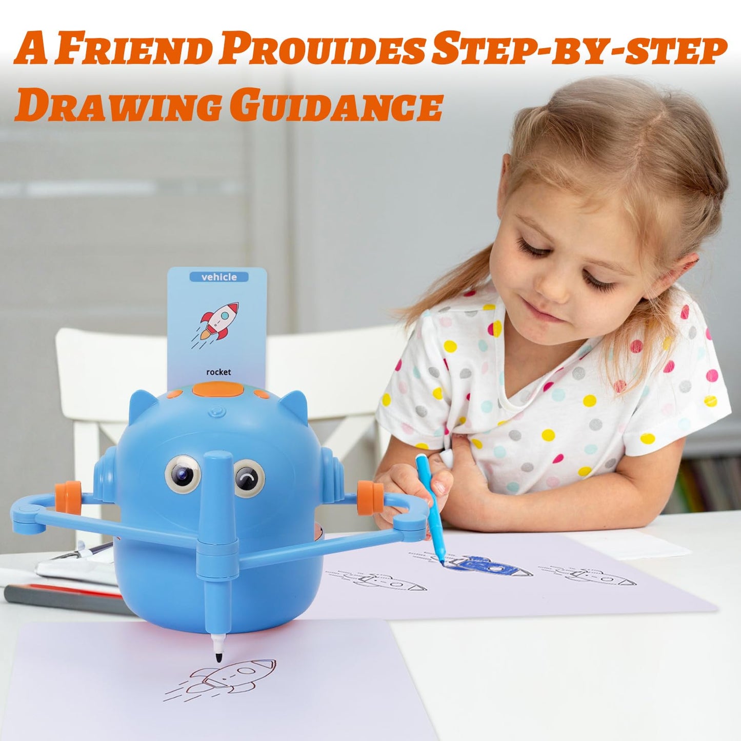 NILUTO Drawing Robot for Kids with 100 Cards 12 Watercolor Pens and 2 Pens, Voice Interactive Educational Drawing Machine, Montessori Painting Learning Toys for 3 4 5 6 7 8 Year Old Boys Girls Birthday Party