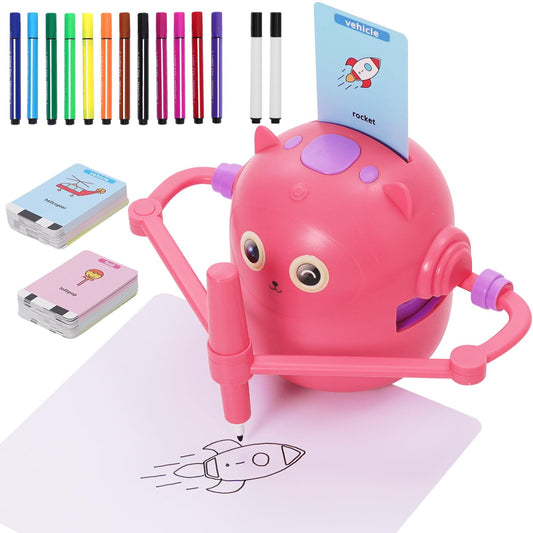 NILUTO Drawing Robot for Kids with 100 Cards 12 Watercolor Pens and 2 Pens, Voice Interactive Educational Drawing Machine, Montessori Painting Learning Toys for 3 4 5 6 7 8 Year Old Boys Girls Birthday Party