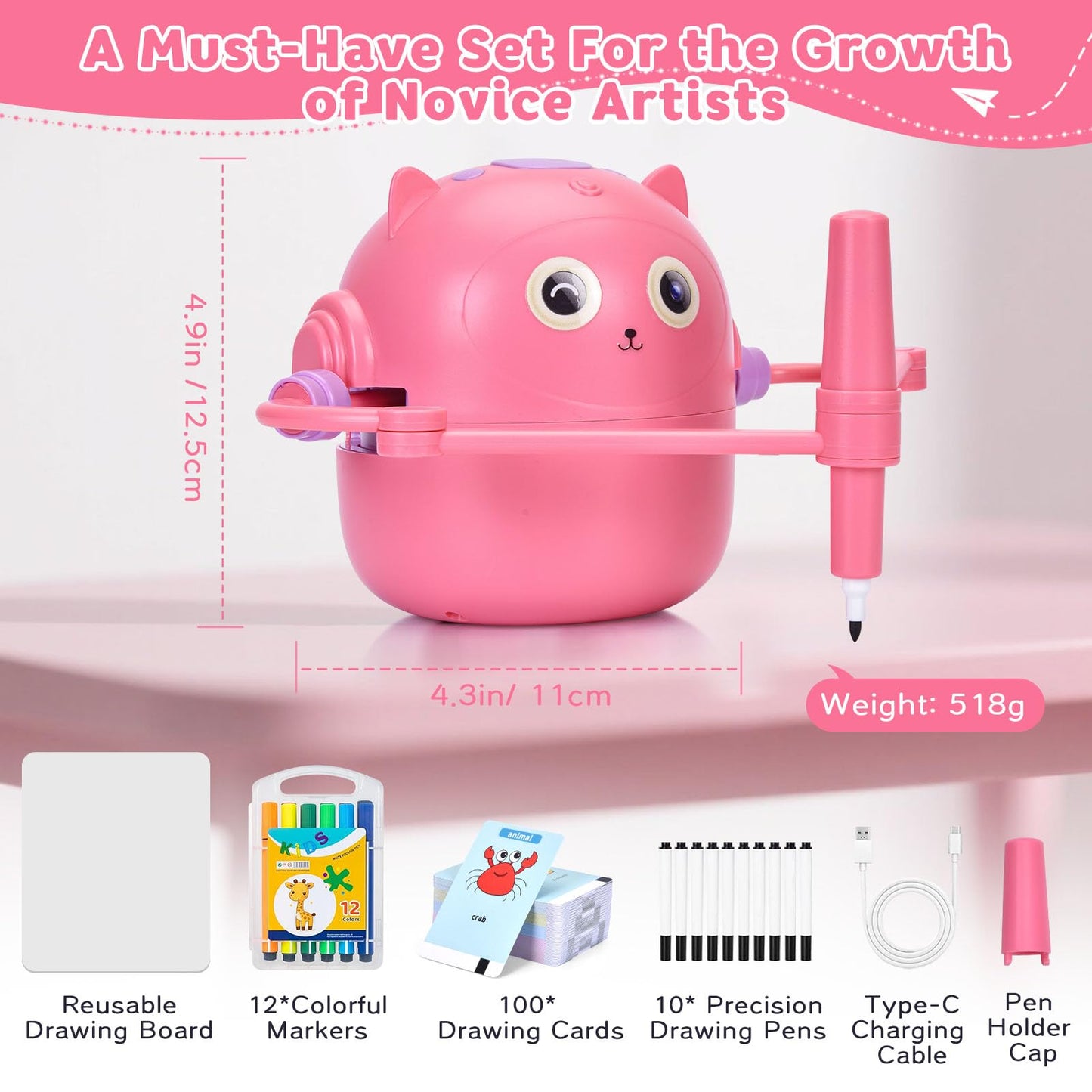 NILUTO Smart Drawing Robot for Kids with 100 Cards – Voice-Activated Educational Art & Creativity Toy, Montessori Learning Machine for Boys & Girls Ages 3-9 for Toddlers & Children