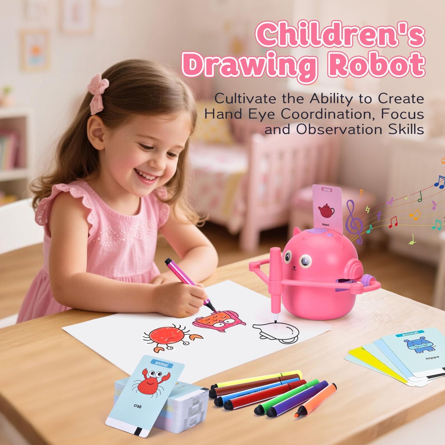 NILUTO Smart Drawing Robot for Kids with 100 Cards – Voice-Activated Educational Art & Creativity Toy, Montessori Learning Machine for Boys & Girls Ages 3-9 for Toddlers & Children