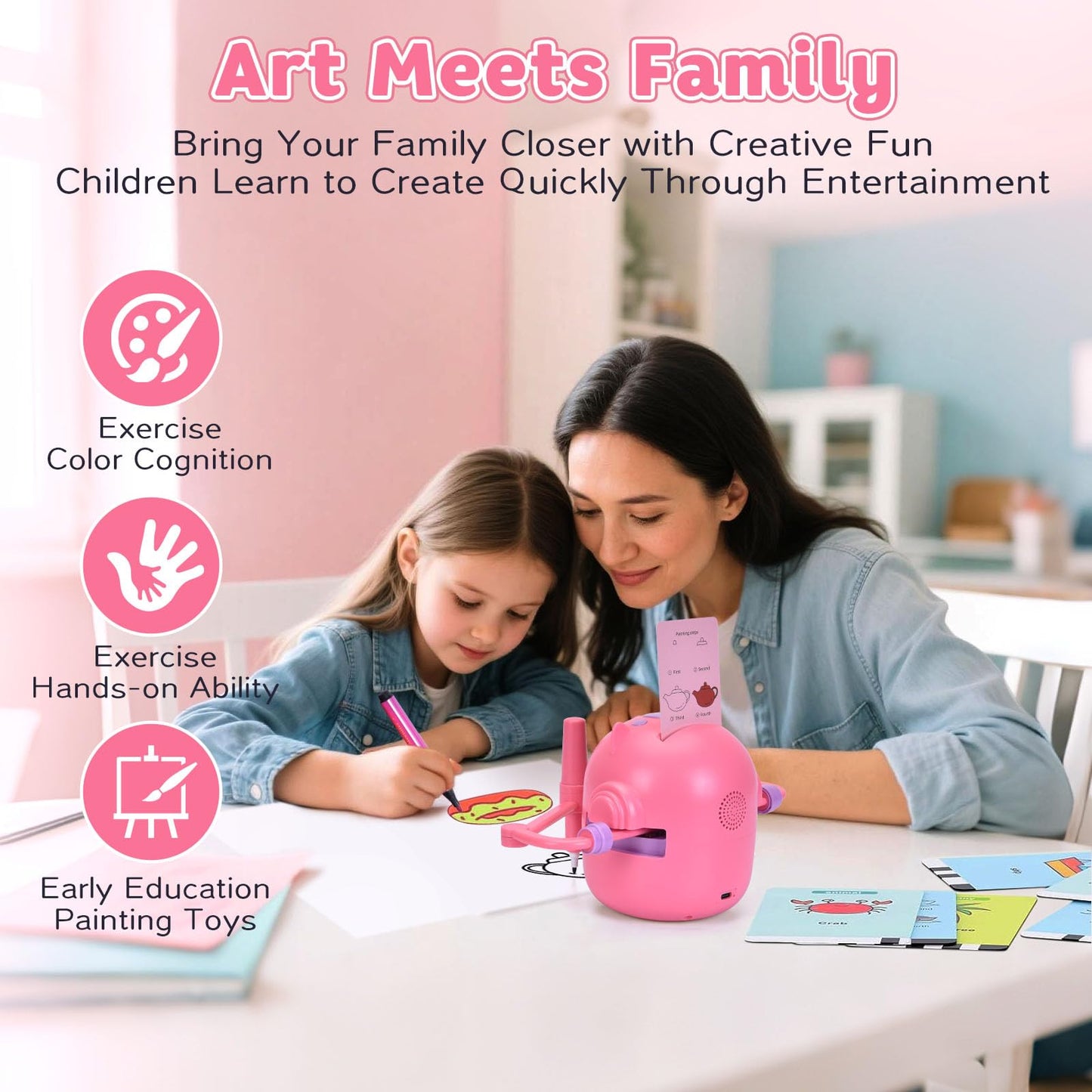 NILUTO Smart Drawing Robot for Kids with 100 Cards – Voice-Activated Educational Art & Creativity Toy, Montessori Learning Machine for Boys & Girls Ages 3-9 for Toddlers & Children