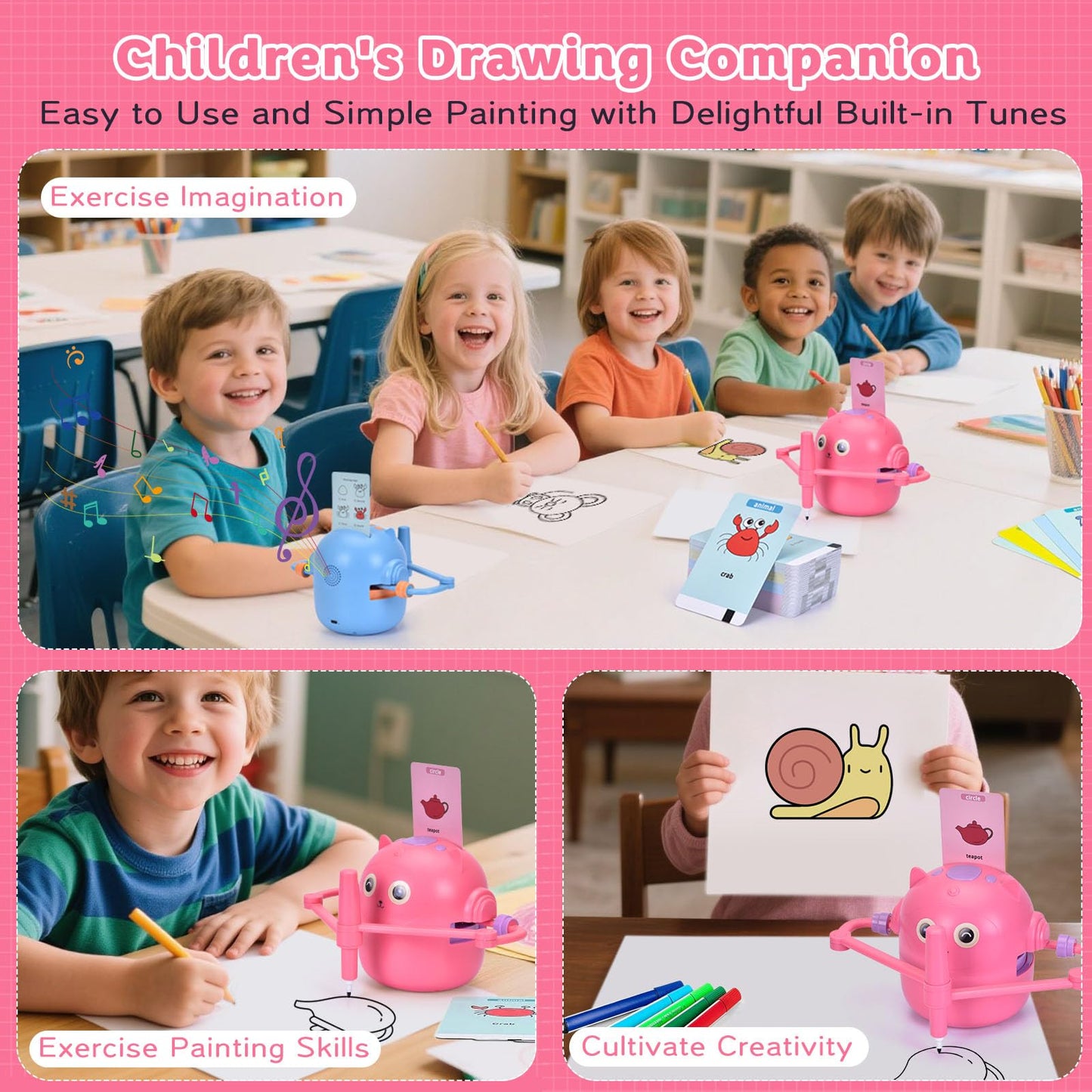 NILUTO Smart Drawing Robot for Kids with 100 Cards – Voice-Activated Educational Art & Creativity Toy, Montessori Learning Machine for Boys & Girls Ages 3-9 for Toddlers & Children