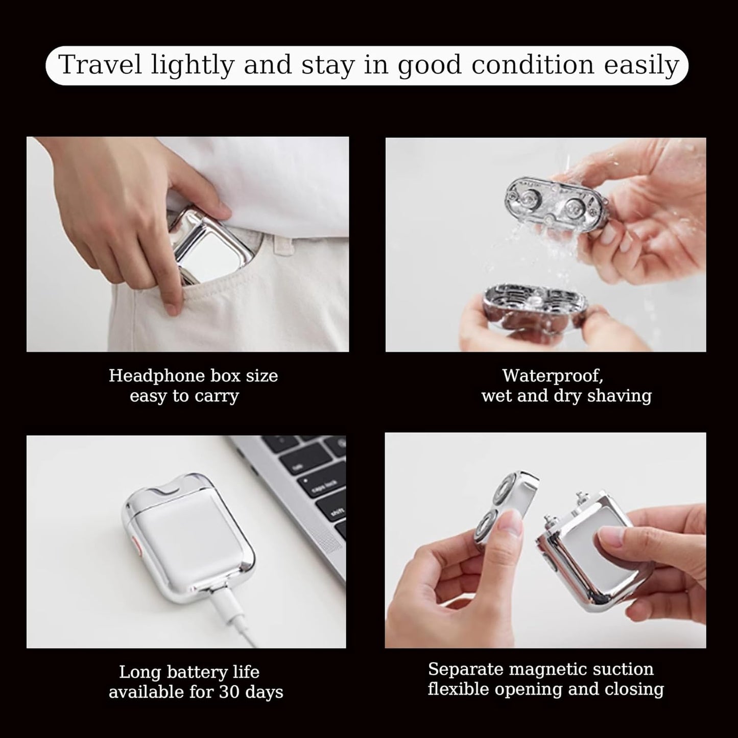 New Model Mini Dual-Head Electric Shaver, Mini Razor Dual Head Portable,Double Head Razor, Pocket Size Washable Electric Razor