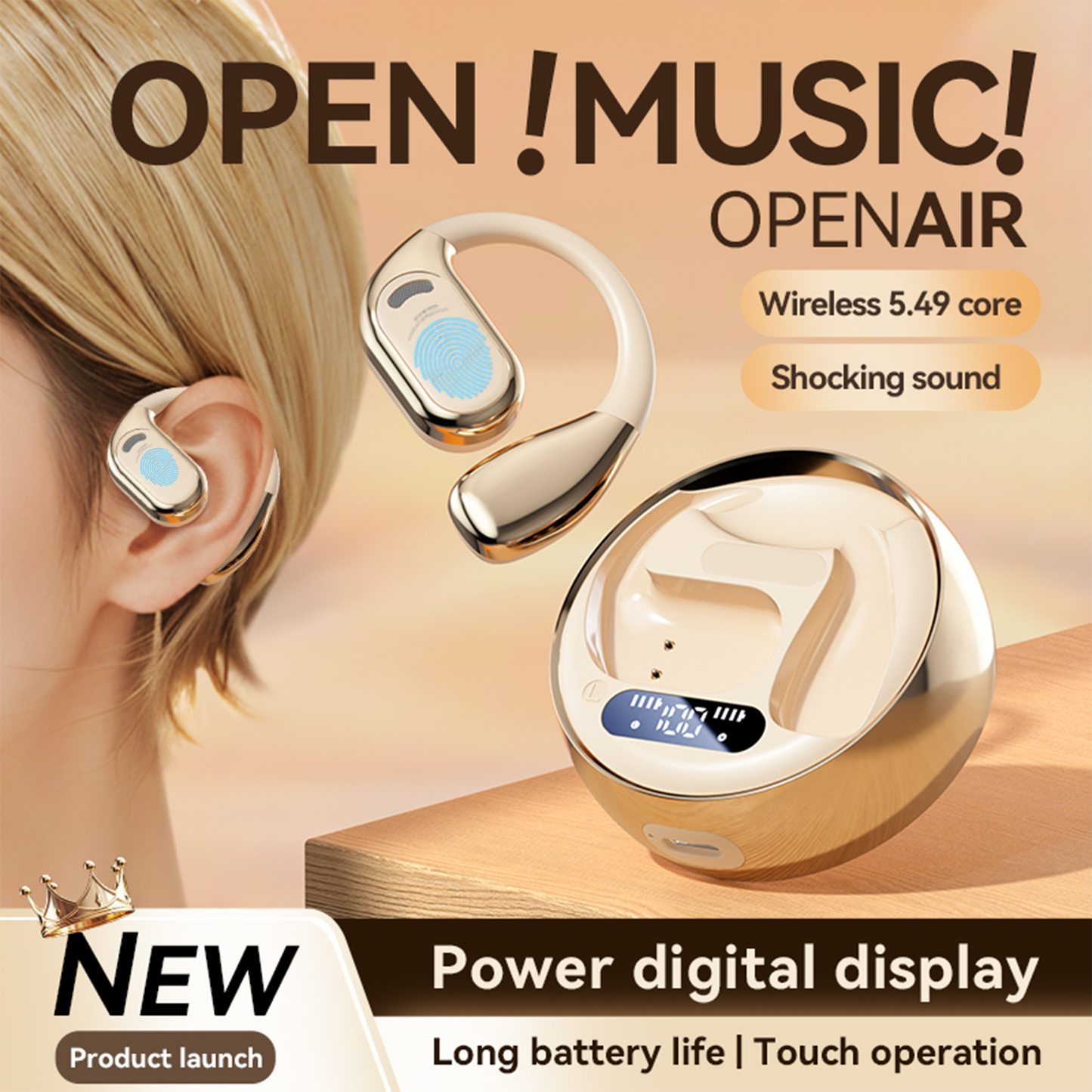 Real Time Language Translation Earbuds, Open Ear AI Translation Earbuds Translation Pods Translator Earbuds for Android iOS, 144 Languages Translator Earbuds for iOS & Android